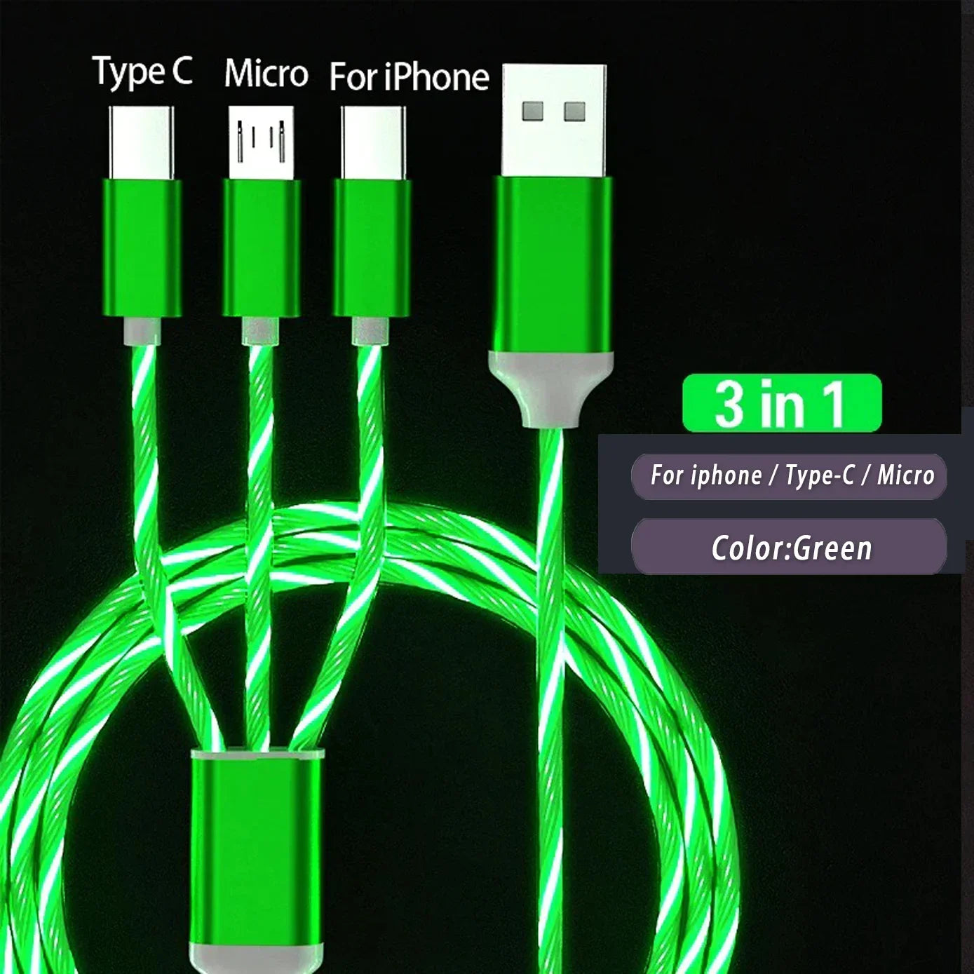 Luminous Flow 3-in-1 Charging Cable