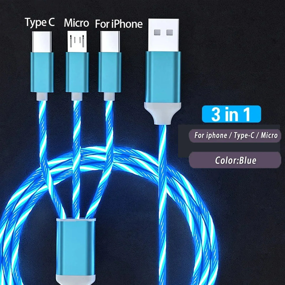 Luminous Flow 3-in-1 Charging Cable
