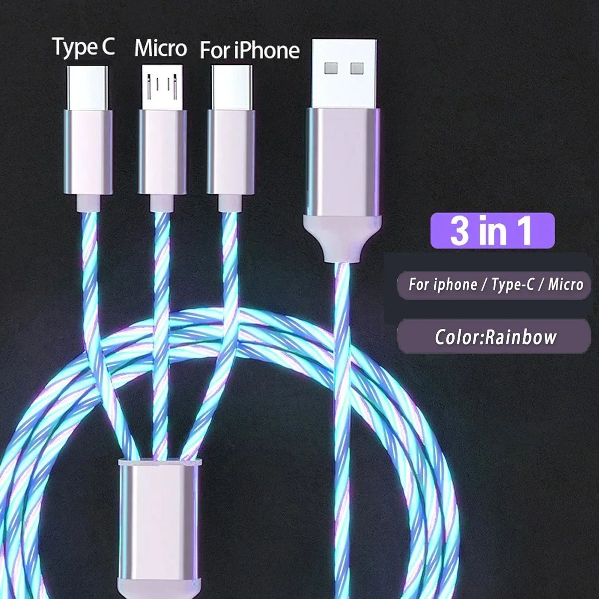Luminous Flow 3-in-1 Charging Cable